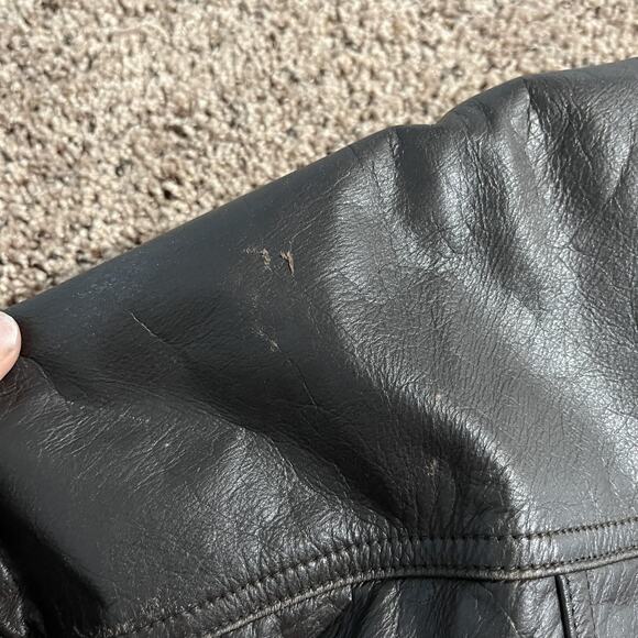 Members Only Jacket Mens XL Brown Leather‎ Bomber Quilted Lined Zip Snap Collar - Picture 7 of 13